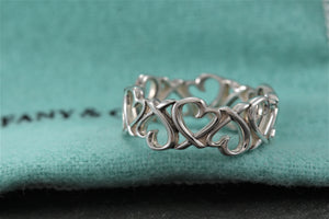 Tiffany & Co. Paloma Picasso Silver Loving Hearts Band Ring Size 5