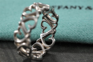 Tiffany & Co. Paloma Picasso Silver Loving Hearts Band Ring Size 5