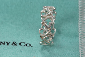 Tiffany & Co. Paloma Picasso Silver Loving Hearts Band Ring Size 5