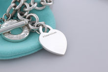 Load image into Gallery viewer, Return To Tiffany &amp; Co. Blue Enamel Lettering Heart Charm Toggle Necklace
