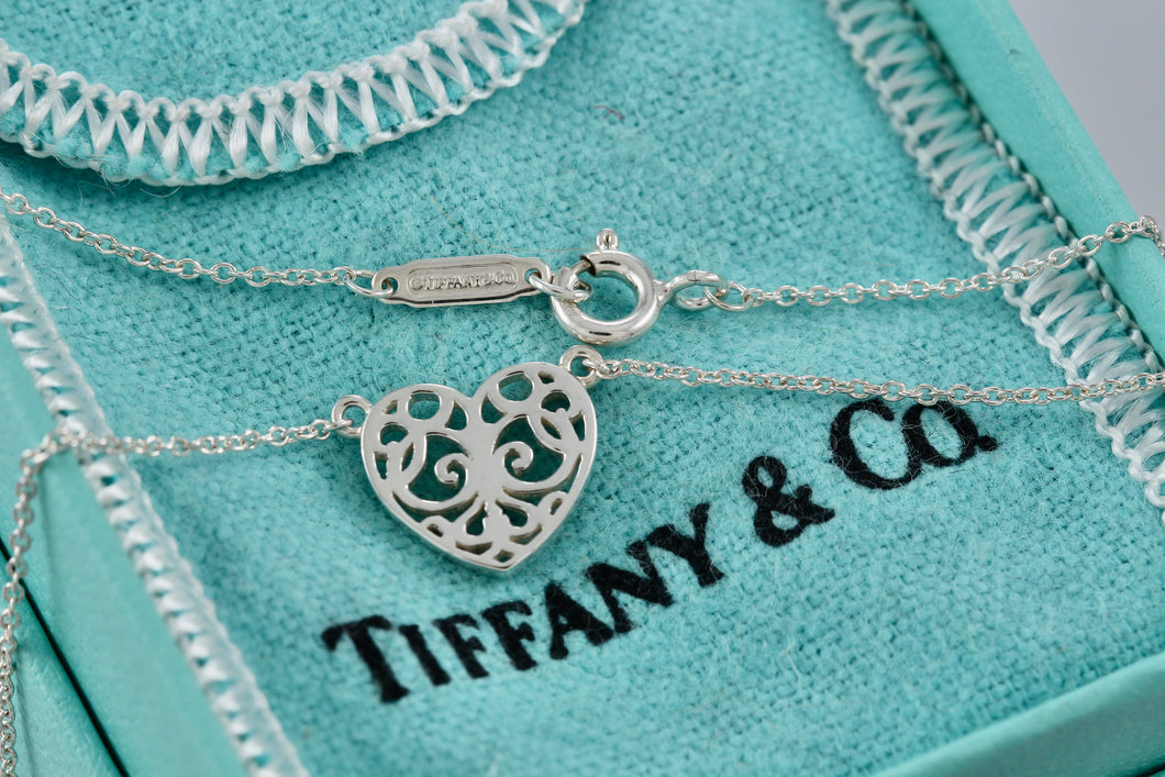 Tiffany & Co. Silver Small Enchant Heart Pendant Necklace