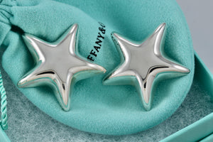 Tiffany & Co. Silver Large Puffy Star Clip-on Earrings