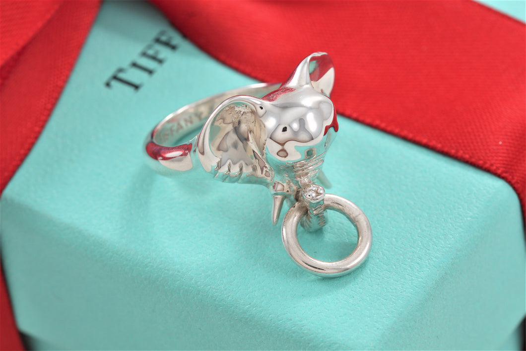 Tiffany & Co. Silver Elephant Door Knocker Ring