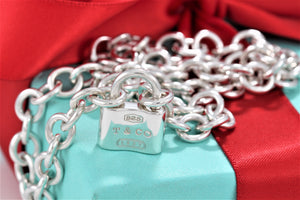 Tiffany & Co. 1837 Silver Padlock 8mm Link 16" Necklace