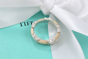 Tiffany & Co. Silver Signature "X" White Enamel Band Ring