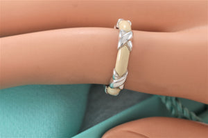 Tiffany & Co. Silver Signature "X" White Enamel Band Ring
