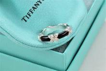 Load image into Gallery viewer, Tiffany &amp; Co. Silver Signature &quot;X&quot; Black Enamel Band Ring
