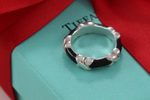 Load image into Gallery viewer, Tiffany &amp; Co. Silver Signature &quot;X&quot; Black Enamel Band Ring
