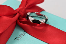 Load image into Gallery viewer, Tiffany &amp; Co. Silver Signature &quot;X&quot; Black Enamel Band Ring
