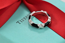 Load image into Gallery viewer, Tiffany &amp; Co. Silver Signature &quot;X&quot; Black Enamel Band Ring
