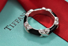 Load image into Gallery viewer, Tiffany &amp; Co. Silver Signature &quot;X&quot; Black Enamel Band Ring
