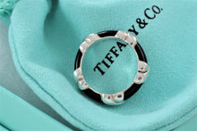 Load image into Gallery viewer, Tiffany &amp; Co. Silver Signature &quot;X&quot; Black Enamel Band Ring
