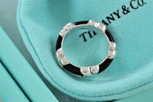 Load image into Gallery viewer, Tiffany &amp; Co. Silver Signature &quot;X&quot; Black Enamel Band Ring
