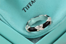 Load image into Gallery viewer, Tiffany &amp; Co. Silver Signature &quot;X&quot; Black Enamel Band Ring
