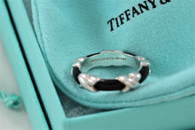 Load image into Gallery viewer, Tiffany &amp; Co. Silver Signature &quot;X&quot; Black Enamel Band Ring
