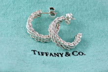 Load image into Gallery viewer, Tiffany &amp; Co. Mesh Silver Mini Hoop Earrings 1/2&quot;
