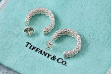 Load image into Gallery viewer, Tiffany &amp; Co. Mesh Silver Mini Hoop Earrings 1/2&quot;

