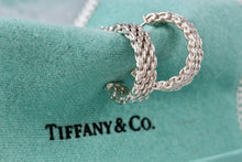 Load image into Gallery viewer, Tiffany &amp; Co. Mesh Silver Mini Hoop Earrings 1/2&quot;
