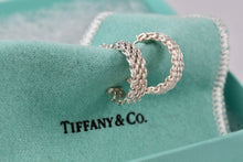 Load image into Gallery viewer, Tiffany &amp; Co. Mesh Silver Mini Hoop Earrings 1/2&quot;
