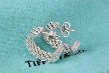 Load image into Gallery viewer, Tiffany &amp; Co. Mesh Silver Mini Hoop Earrings 1/2&quot;
