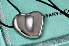 Load image into Gallery viewer, Tiffany &amp; Co. Elsa Peretti Large Full Heart Ruthenium Silk Cord Necklace

