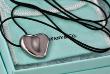 Load image into Gallery viewer, Tiffany &amp; Co. Elsa Peretti Large Full Heart Ruthenium Silk Cord Necklace
