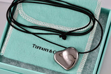 Load image into Gallery viewer, Tiffany &amp; Co. Elsa Peretti Large Full Heart Ruthenium Silk Cord Necklace
