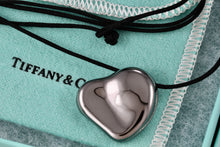Load image into Gallery viewer, Tiffany &amp; Co. Elsa Peretti Large Full Heart Ruthenium Silk Cord Necklace

