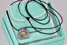 Load image into Gallery viewer, Tiffany &amp; Co. Elsa Peretti Large Full Heart Ruthenium Silk Cord Necklace
