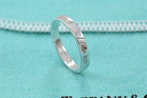 Tiffany & Co. Silver Notes "I Love You" Narrow Band Ring