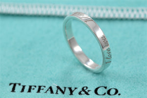 Tiffany & Co. Silver Notes "I Love You" Narrow Band Ring