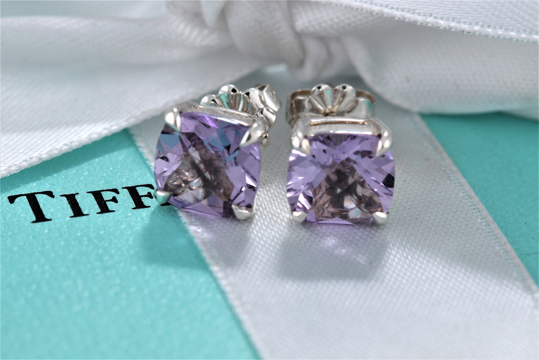 Tiffany & Co. Silver Sparkler Amethyst Stud Earrings