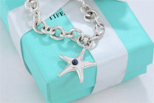 Load image into Gallery viewer, Tiffany &amp; Co. Silver Lapis Bead Starfish Link Bracelet
