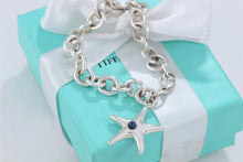 Load image into Gallery viewer, Tiffany &amp; Co. Silver Lapis Bead Starfish Link Bracelet
