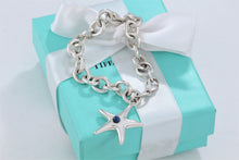 Load image into Gallery viewer, Tiffany &amp; Co. Silver Lapis Bead Starfish Link Bracelet
