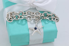 Load image into Gallery viewer, Tiffany &amp; Co. Silver Lapis Bead Starfish Link Bracelet
