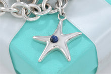 Load image into Gallery viewer, Tiffany &amp; Co. Silver Lapis Bead Starfish Link Bracelet
