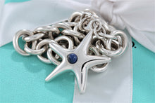 Load image into Gallery viewer, Tiffany &amp; Co. Silver Lapis Bead Starfish Link Bracelet
