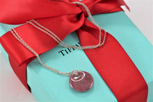 Load image into Gallery viewer, Tiffany &amp; Co. Elsa Peretti Silver Pink Rhodonite Round Disc Pendant Necklace
