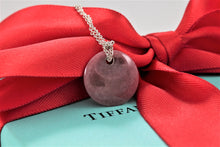 Load image into Gallery viewer, Tiffany &amp; Co. Elsa Peretti Silver Pink Rhodonite Round Disc Pendant Necklace

