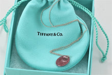 Load image into Gallery viewer, Tiffany &amp; Co. Elsa Peretti Silver Pink Rhodonite Round Disc Pendant Necklace

