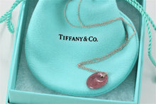 Load image into Gallery viewer, Tiffany &amp; Co. Elsa Peretti Silver Pink Rhodonite Round Disc Pendant Necklace
