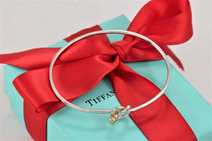 Tiffany & Co. 18K Gold & Silver Love Knot Hook Bangle Bracelet