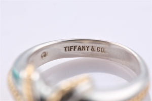 Tiffany & Co. 18K Gold Twist Rope Silver Signature ''X'' Ring