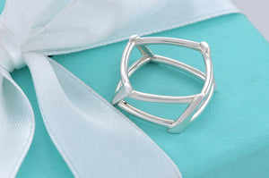 Tiffany & Co. Silver Frank Gehry Open Torque Square Ring