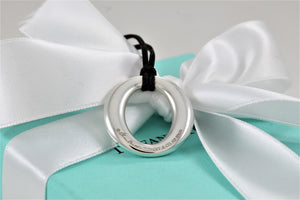 Tiffany & Co. Elsa Peretti Silver Medium Sevillana Pendant Silk Cord Necklace