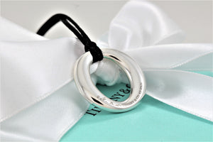 Tiffany & Co. Elsa Peretti Silver Medium Sevillana Pendant Silk Cord Necklace