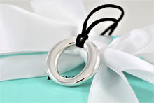 Load image into Gallery viewer, Tiffany &amp; Co. Elsa Peretti Silver Medium Sevillana Pendant Silk Cord Necklace
