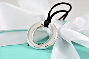 Tiffany & Co. Elsa Peretti Silver Medium Sevillana Pendant Silk Cord Necklace