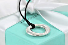 Load image into Gallery viewer, Tiffany &amp; Co. Elsa Peretti Silver Medium Sevillana Pendant Silk Cord Necklace
